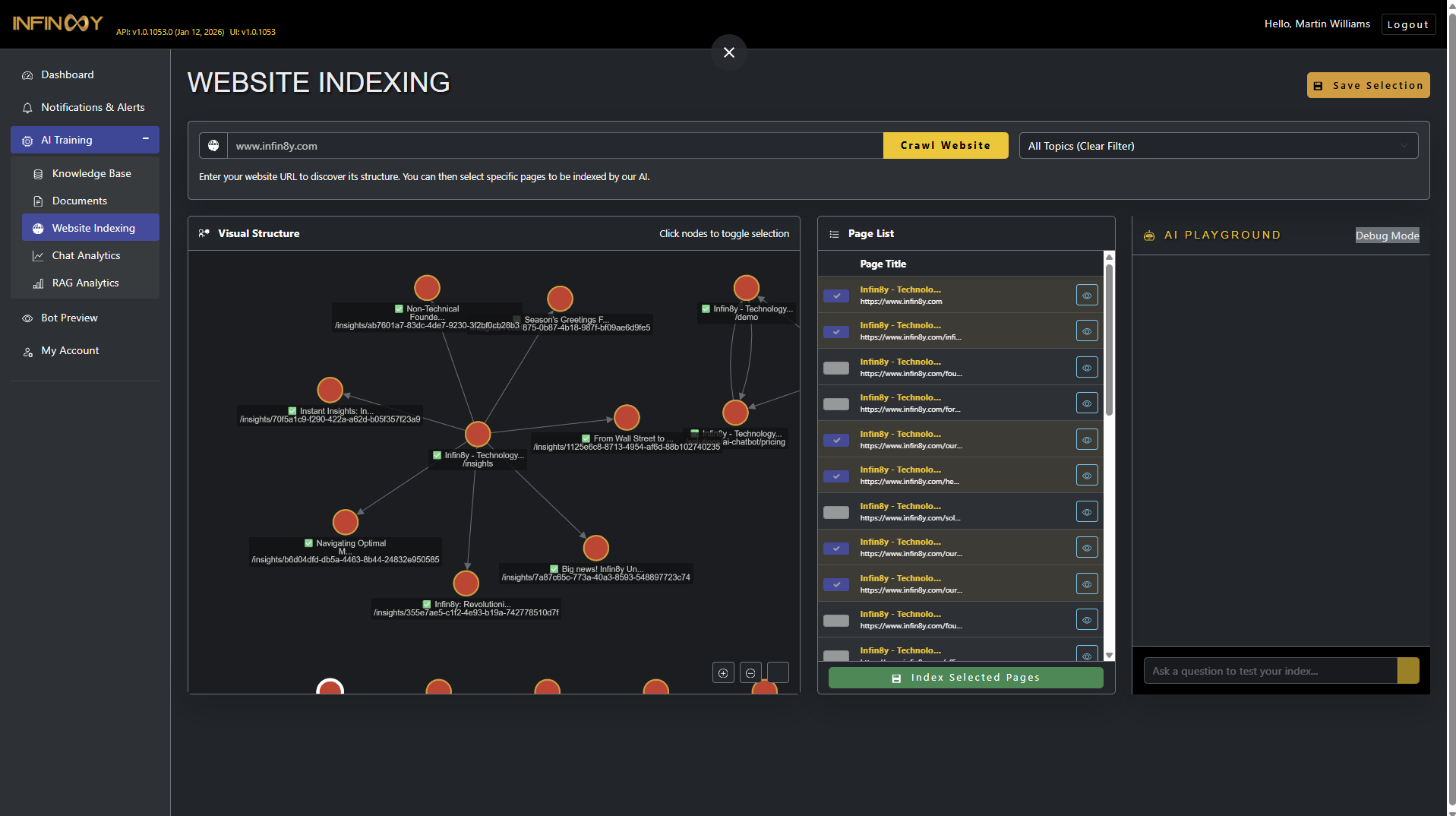 Infin8y Chatbot Dashboard